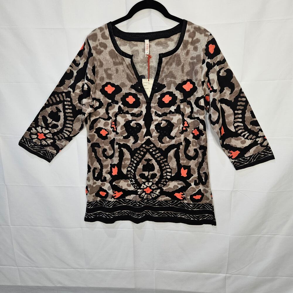 Raga [Sample] Blouse 3/4 Sleeve Tribal Leopard Size Small